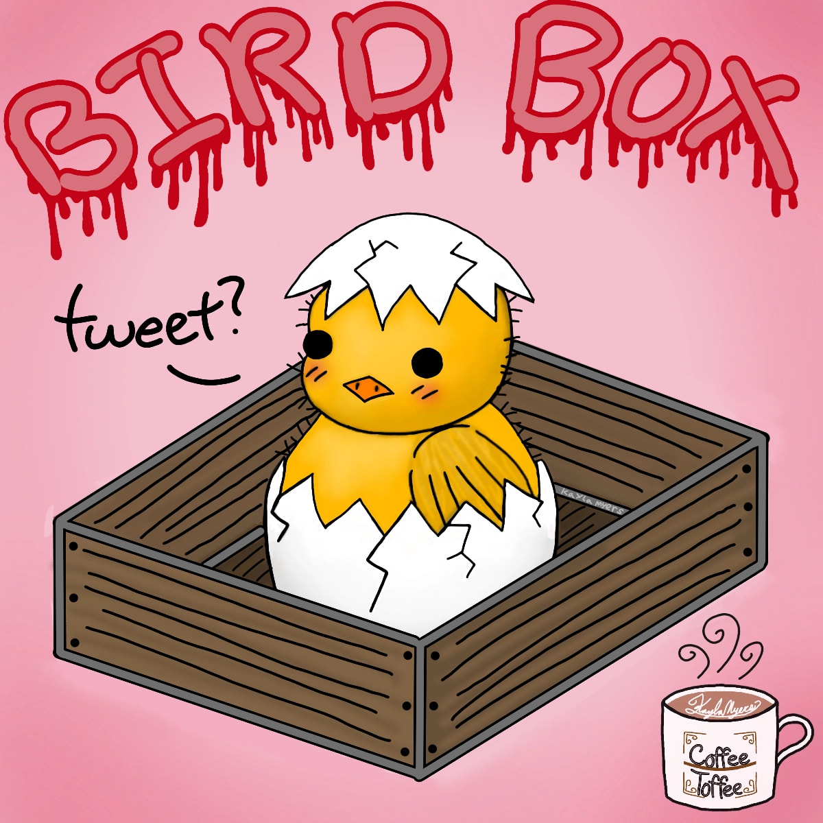 #MyChallenge is draw your favorite movie but in a funny way! Mine is bird box from Netflix 🤣🐣#Animal #Bird #birds #white #yellow #Furry #egg #cute #pink #japan #japanese #kpop #sketch #digitalart
