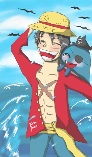 Let's sail across the grandline in search of one piece haha #fridayswithsketch #anime #ottosvacation #fanart #pirate #luffy #karensama