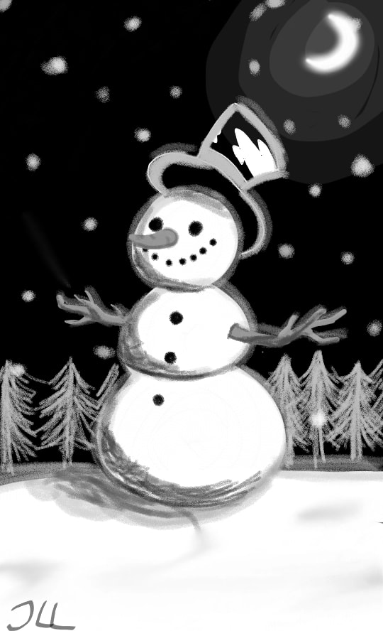 How about a #Fridayswithsketch with an advanced holiday greeting? #blackandwhitechallenge #snowman #Jellazticious