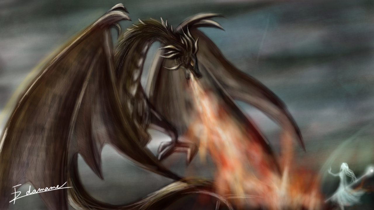A Flying dragon and a Guardian spirit #mydragon #fridayswithsketch #dragon #sonysketch #100PercentSketch