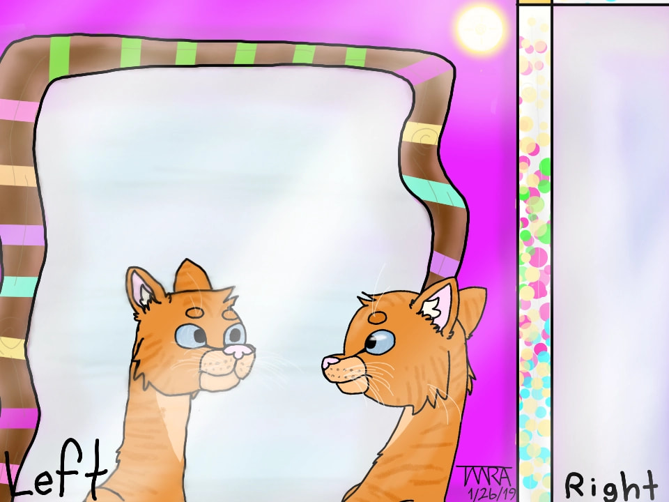 A Unusual Mirror-Hey! So for the #fridayswithsketch #LeftAndRight I decided to make a little twist to it, it's a cat I drew with my right hand looking at their funny reflection  that I drew with my left hand. Hope you like it! Edit:Yayy I got featured! :)