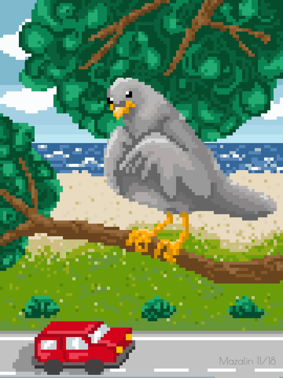I'm calling this The Plotting Pigeon. I never tried pixel art before, I guessed it was going to be difficult but it was worth it. #pixelchallenge #fridayswithsketch #pigeon