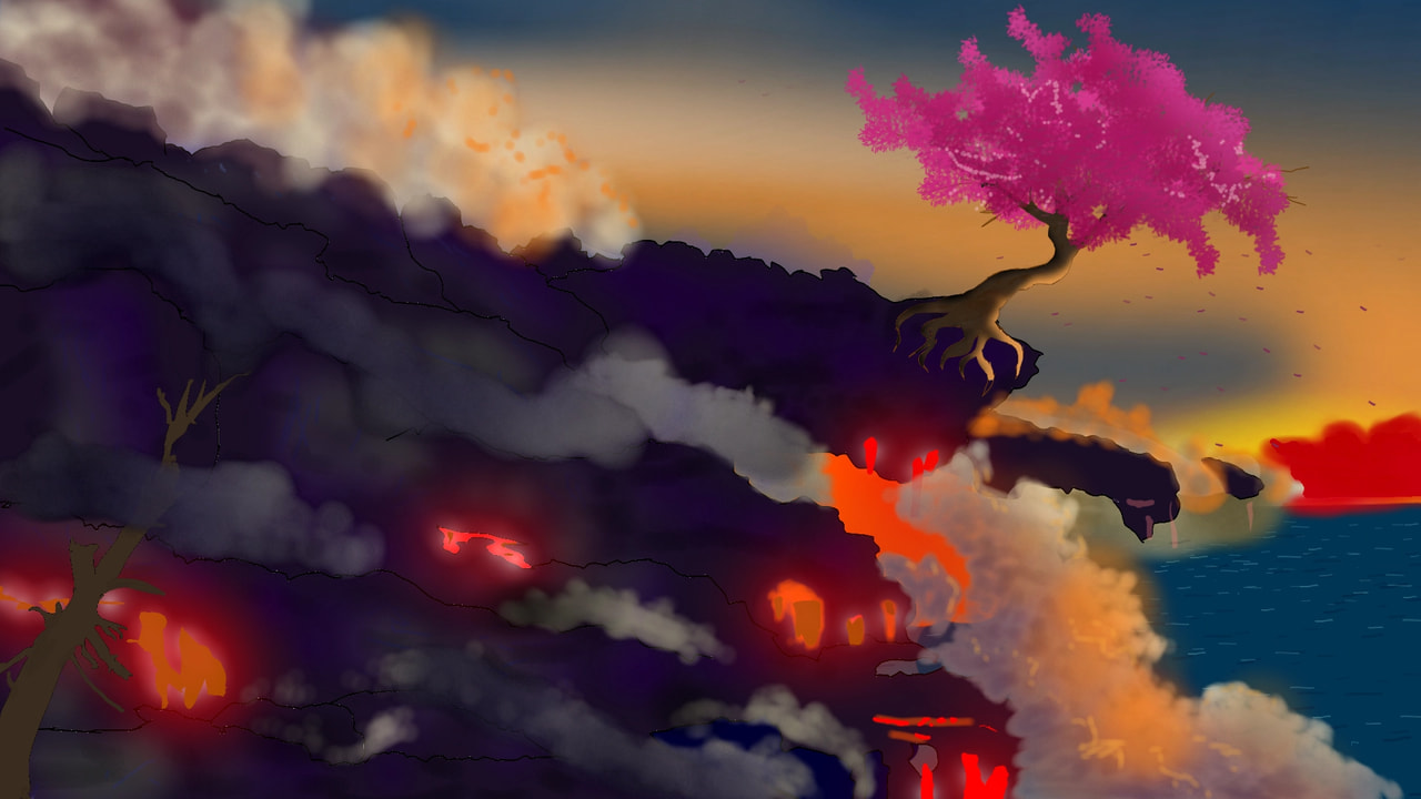 Cherry blossom on volcanic cliff (original can found on https://goo.gl/images/UoDkCA) // Made with Sketch  ‪@sonysketch‬ #landscapechallenge #fridayswithsketch
