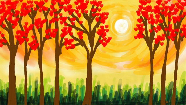 #tree #sun #forest #sunset #heart #red #goldchallenge