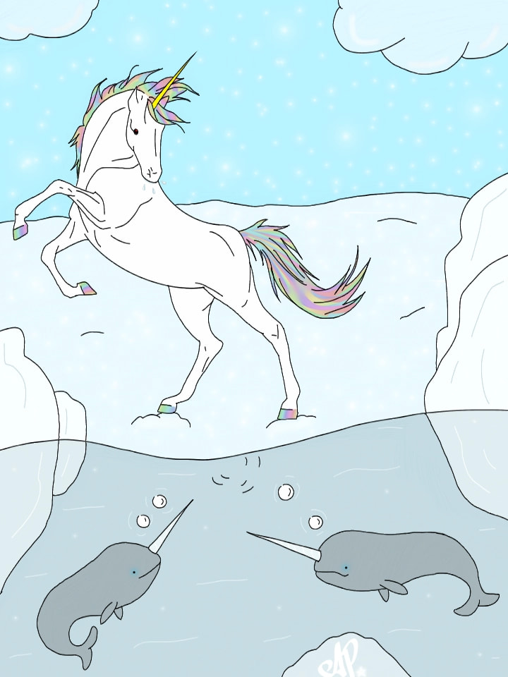 Unicorn meets a narwhals 😂 #junicorn #fridayswithsketch‬ ‪@sonysketch‬ 🦄🐋❤ Original Drawing 😍 100% Sketch