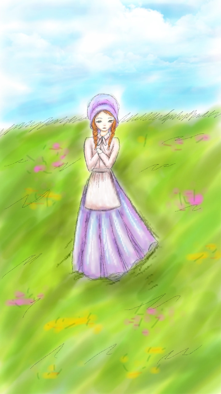 #color #green #blue #sky #flower #girl #purple #grass #Nature #colorful #sketch