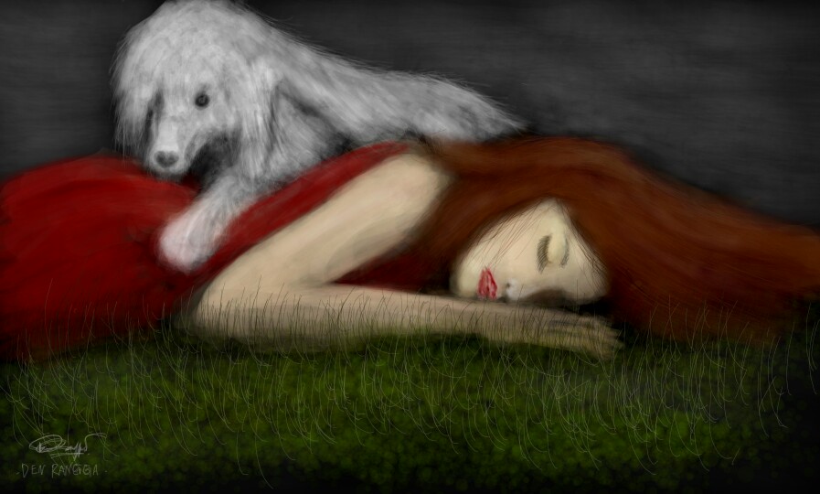 While she sleep #human #girl #puppy #beautifull