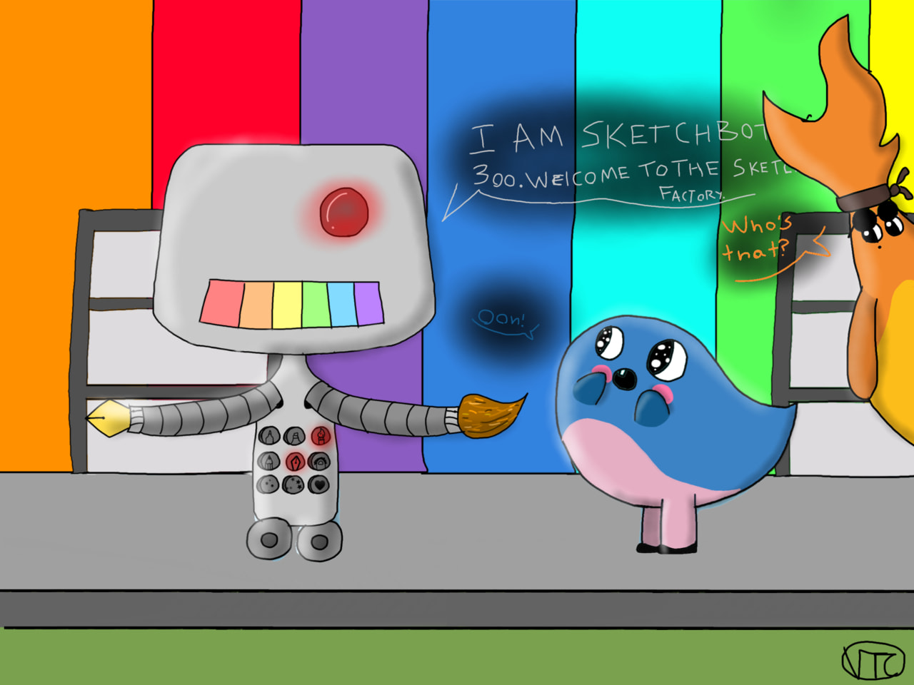 When #otto and #axel return back to the sketch factory, a robot awaits them, named Sketchbot 300. A friendly robot that is there to assist the two when they need help in drawing! #myrobot #sonysketch @sonysketch 