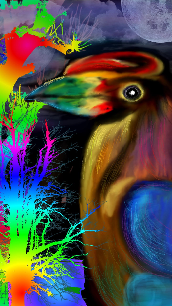 #sonysketch #fridayswithsketch A #multicolored #Bird with an even eye boggling and #colorful #tree to compliment and lump into the #sketch of #manycolors The bird is entirely drawn out of thin air by hand.thanks for featured.