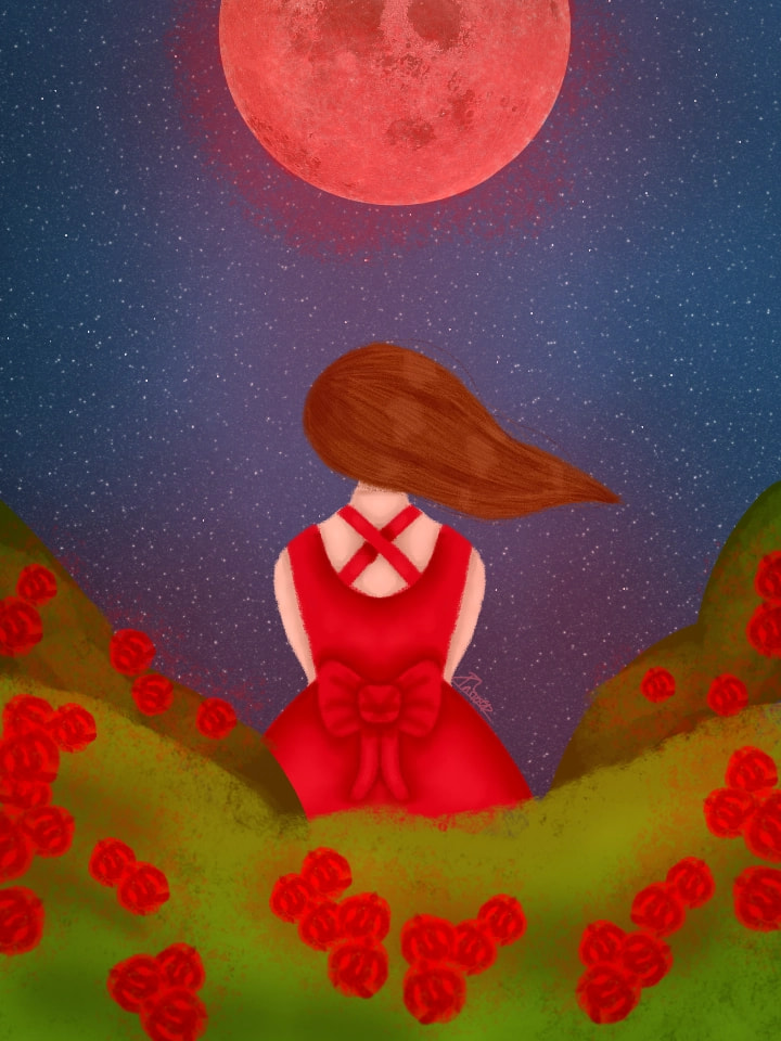 #endoftheworld #fridayswithsketch. Я пыталась. Надеюсь получилось нормально) ~предистория~ Я верю, что однажды при кровавой луне вся планета покроется красными розами и останется лишь одна девушка, которая будет ухаживать за этими розами...