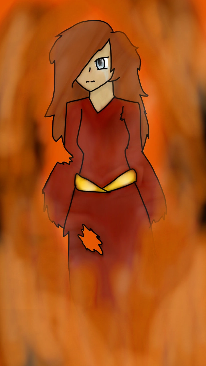 I'm finally done... This is Mira, a fire element ghost. She is easily tricked (mostly in mirrors) and can be very powerful when emotional, angry or sad. Actually, I think she is trapped in my phone. #myelement ‪@sonysketch‬
