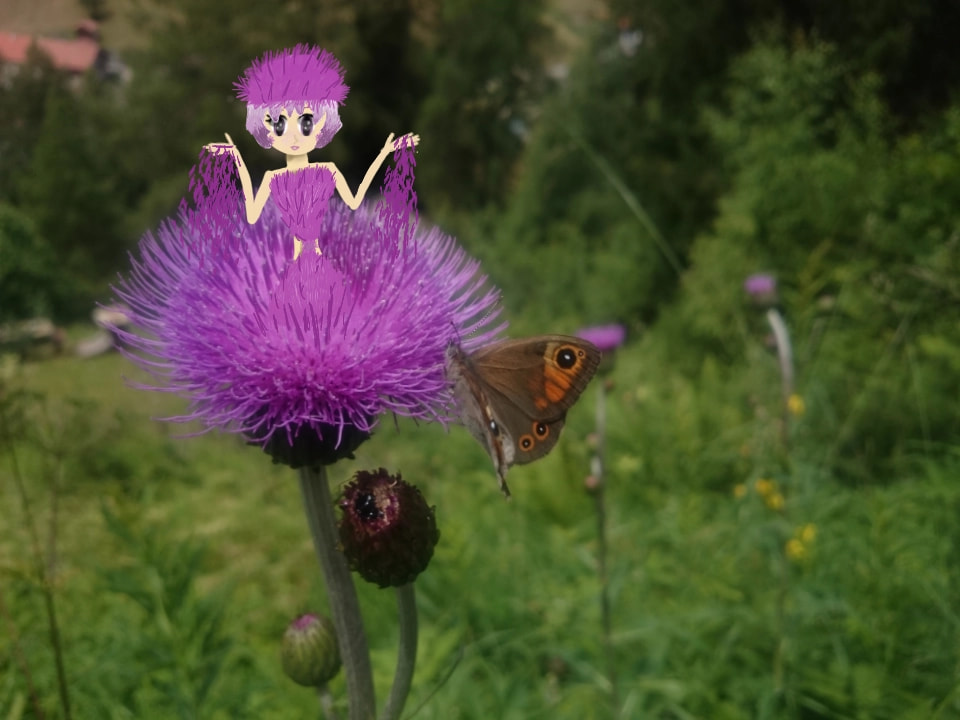 Purple elf in a flower 💜#drawyourphoto #fridayswithsketch #girl #elf #flower #butterfly #purple #purplehair #meadow #purpleflower #small #elfgirl #PICTURE #sonysketch #littlegirl