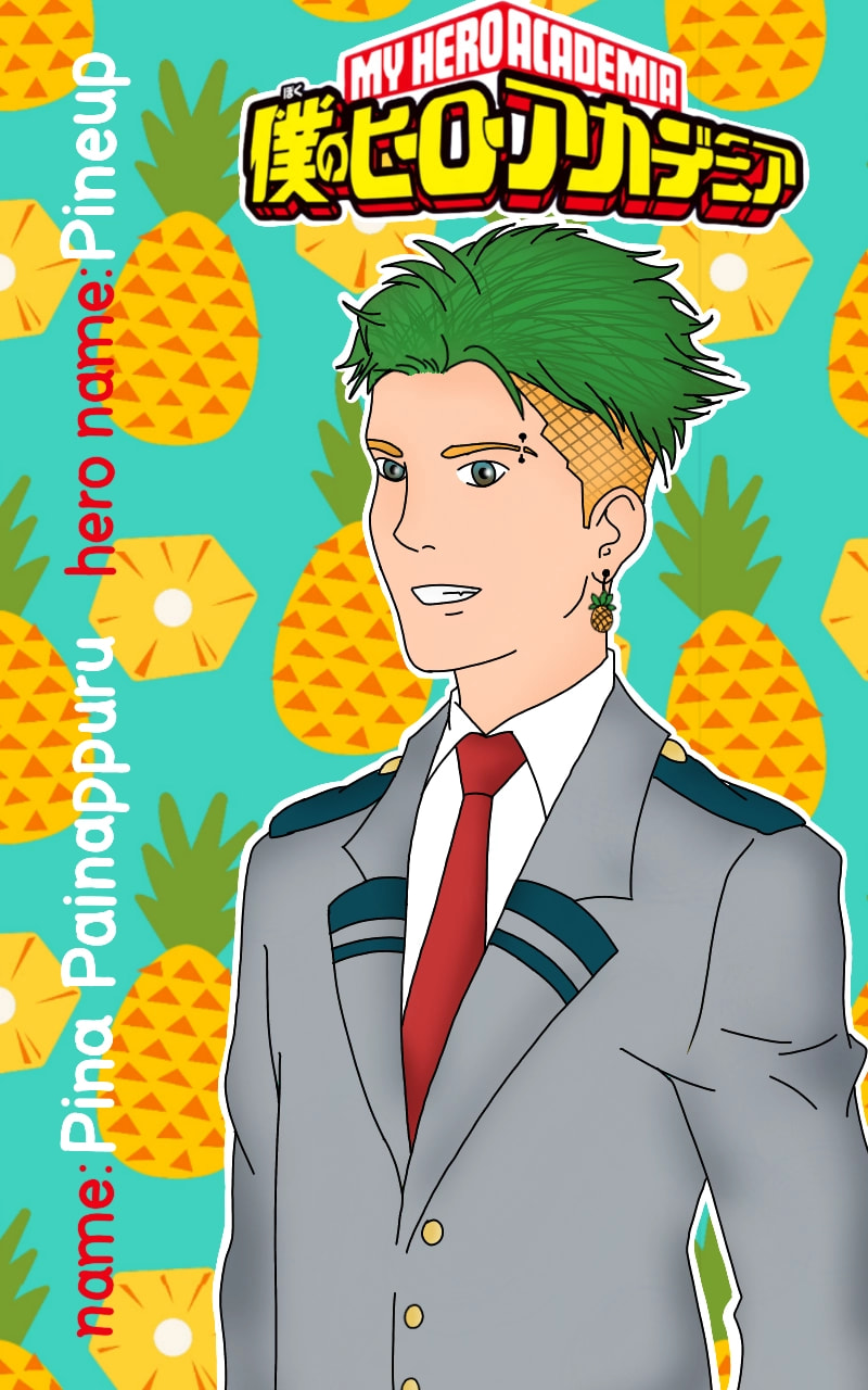 My first ever #bnha OC! I freaking love how this turned out! He can control pineapples like overgrow and make them huge or make them explode anb be sticky etc! I drew this for the 🍍#foodchallenge🍍#bnhaoc#ΜRDOC#fridayswithsketch#sonysketch#MrDrawing