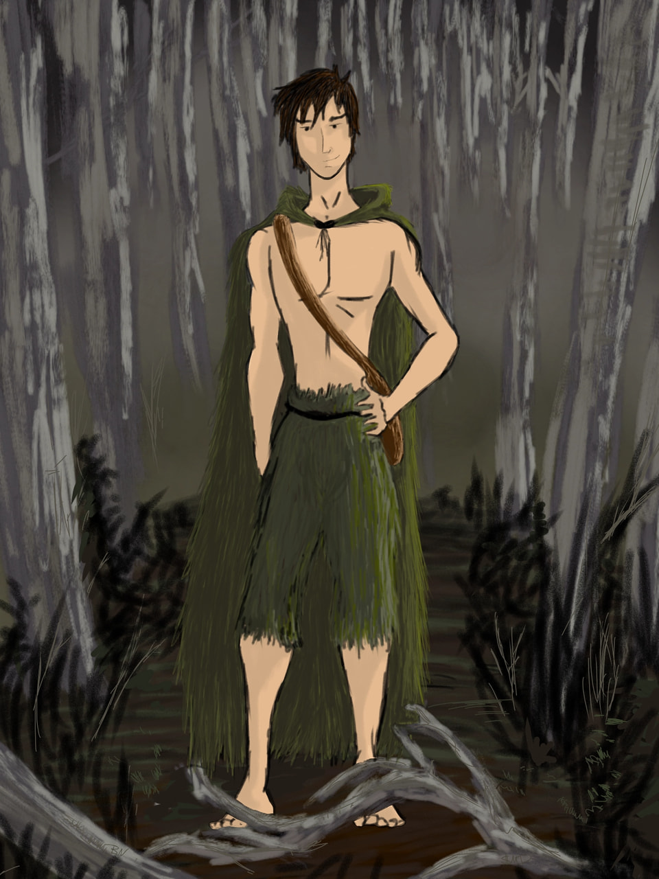 #fridayswithsketch #mymythology Ghillie Dhu, from the Scottish mythology. He is a boy who is the protector of birch wood trees. Often a forest. He plays pranks on people who pass by his territory. Thought I would give it a go.