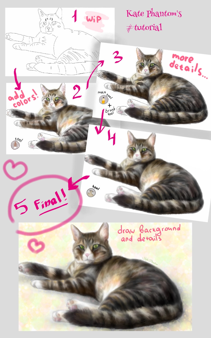 #mysketchtutorial For ‪@PennyDew‬ 😘 #tutorial how to draw a cat 🐱 / Поэтапочка котяры ❤