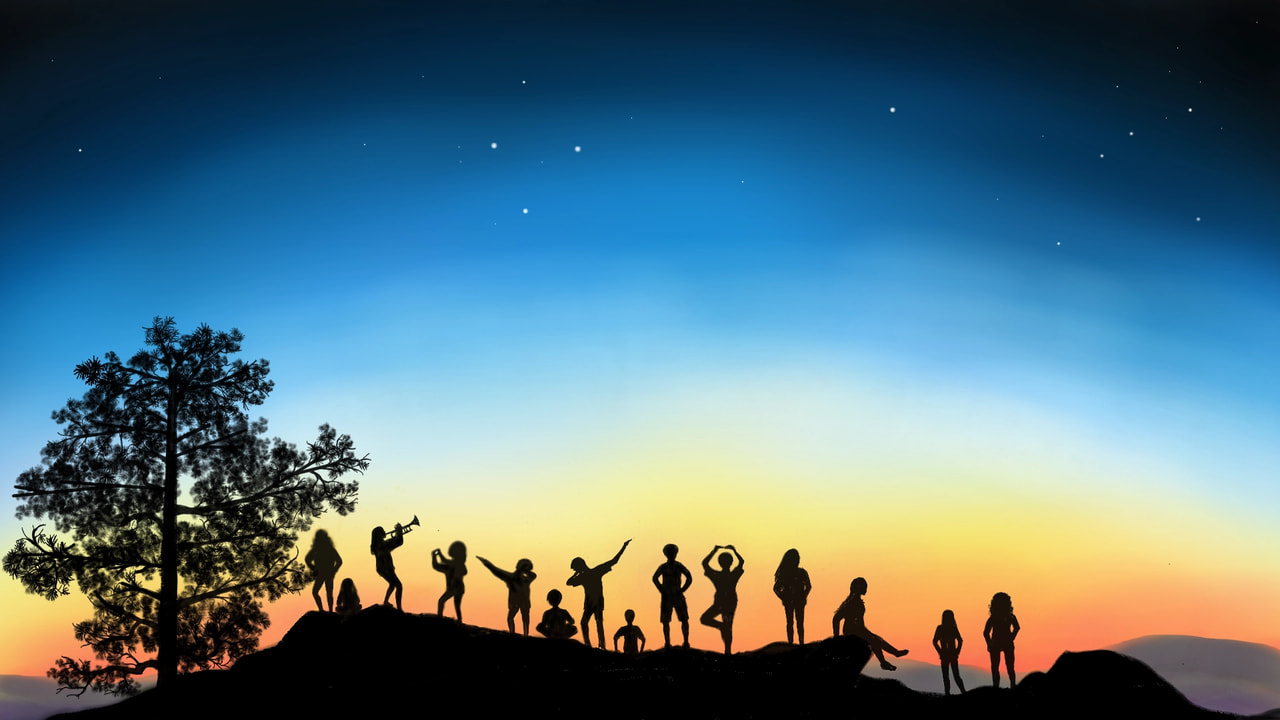 A group of friends watching a sunset- The Teen Bean Team :) No stickers were used in the making of this picture. #pinetree #friendship #sunset #Silhouettes #SpaceChallenge #fridayswithsketch ‪@rara‬