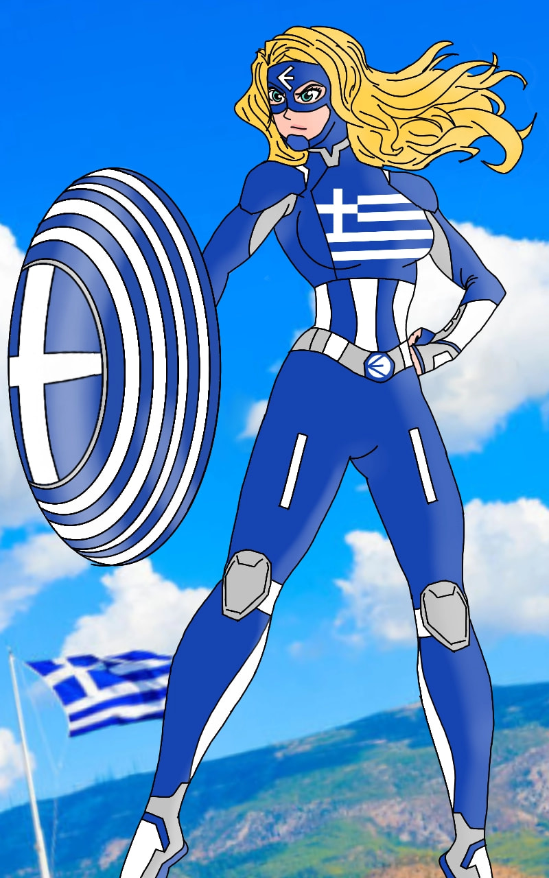 Captain America exists so I decided to make a similar hero for my country! Welcome the new hero: Captain Hellas! 🇬🇷 #superhero#myhero#greece#OC#fridayswithsketch#MrsDrawingCHALLENGE#sonysketch#MrDrawing