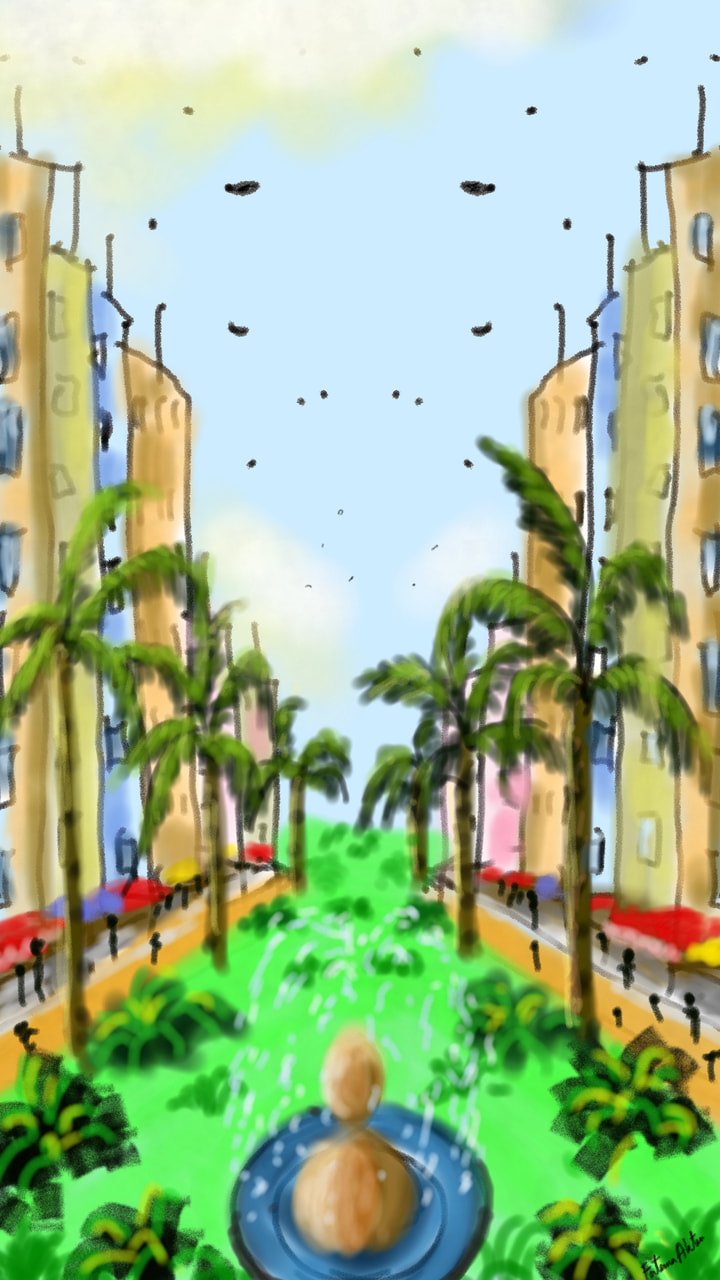 #future #cities will be #traffic free and there will be #trees and #parks instead!!  #human will be more conscious about plants and vegetation!! #futurechallenge #sonysketch #sketch