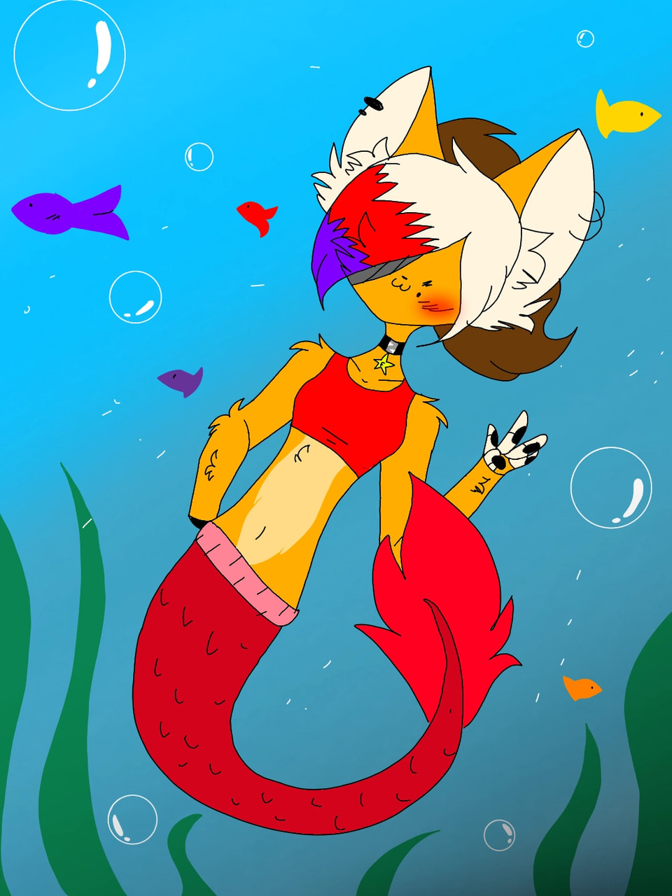 Hey guys, so this was me as a fish thing #myfantasy XD I didn't feel like finishing the background so...yeah here you go :T and I made a durp face on my Oc lol
