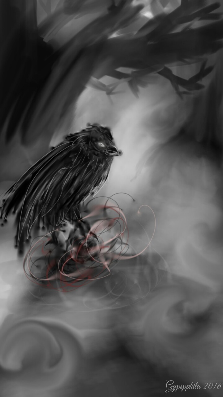 #raven #darkforest #magic #gem #doodle #funwithsmudge.:) hope you like it! Im trying to get a dark atmosphere hahhaa. Hopefully this drawing looks like it has more depth.