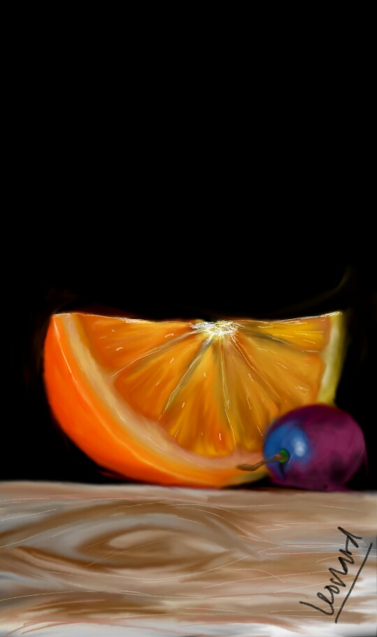 Orange and a grape #stilllife #orange #grape