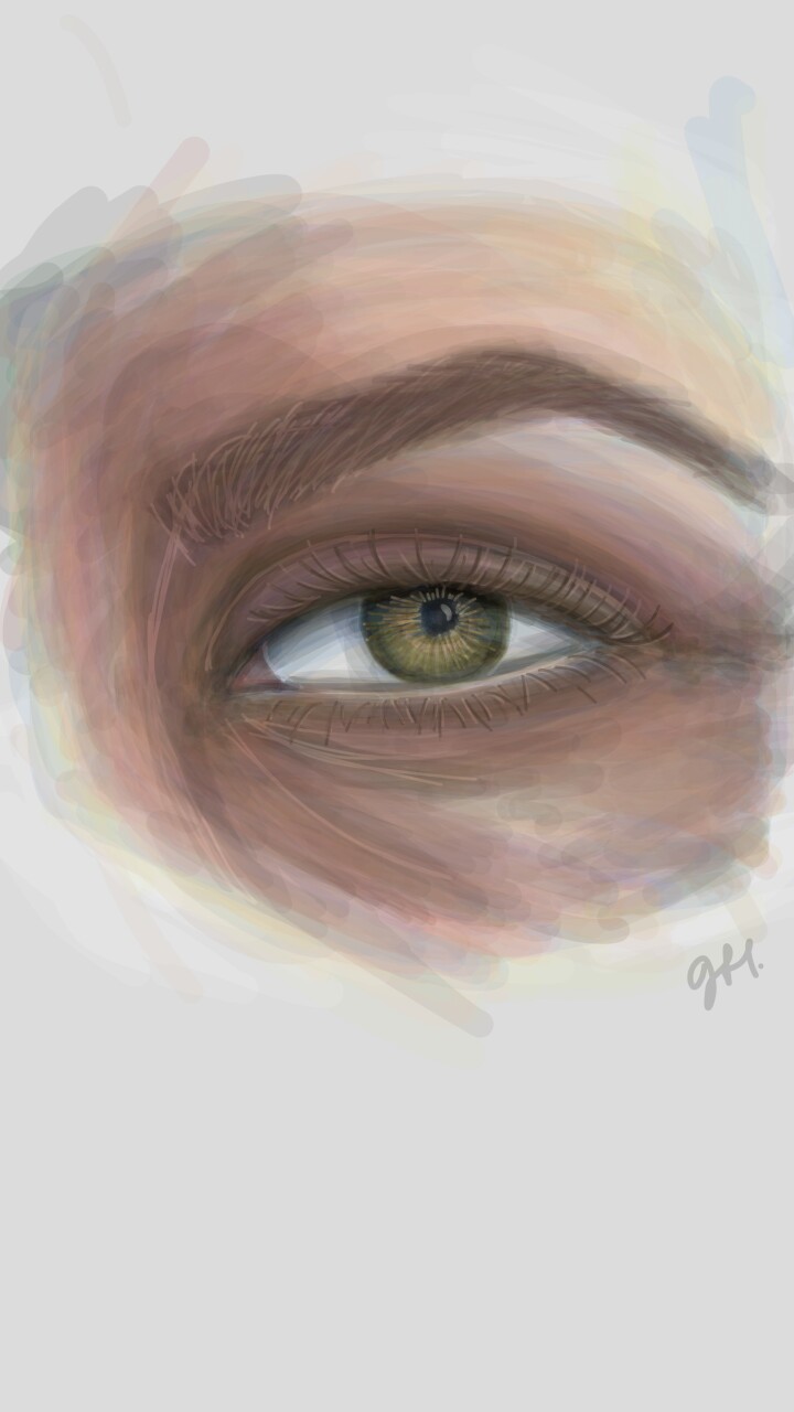 Soo much easier now that theres layers.. Messy doodle :3 #eye #hazeleye #greeneye #doodle #layers #featured #popular