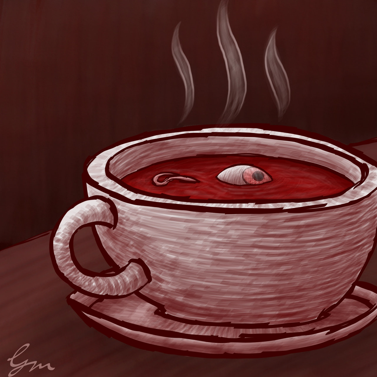 #redchallenge #colorweek ‪@sonysketch‬ I bet you know this moment, when you're out of ideas and draw an #eyeball floating in a cozy, warm cup of red "#tea". #mostcommonthingever!