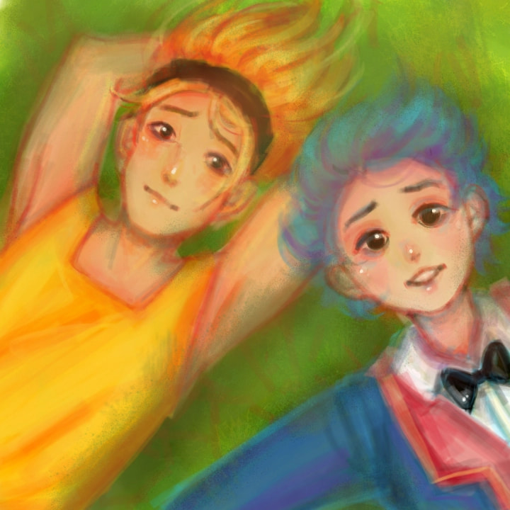 Otto: "I think I have spend so much fun time here." Axel: "Hmm.. Yeah. Me too." #SaveSonySketch #otto #axel #humanize //Finally.. Finish this.. It took hours.. I hope Otto and Axel have relaxing time..before sketch close. <3//