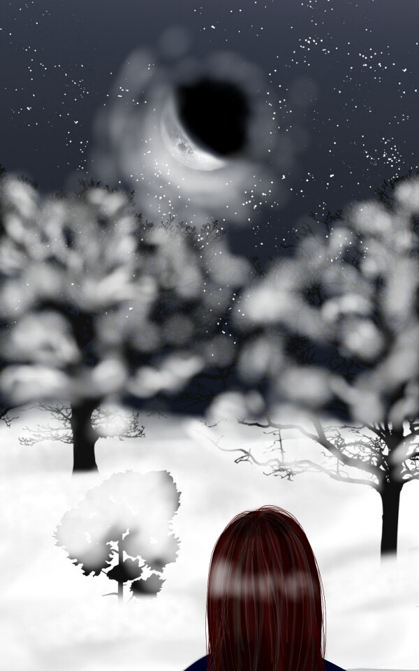 #Mywintermemory Watching moon eclipse #fridayswithsketch #moon#night#marikaaria#stickers#winter#girl #MAft