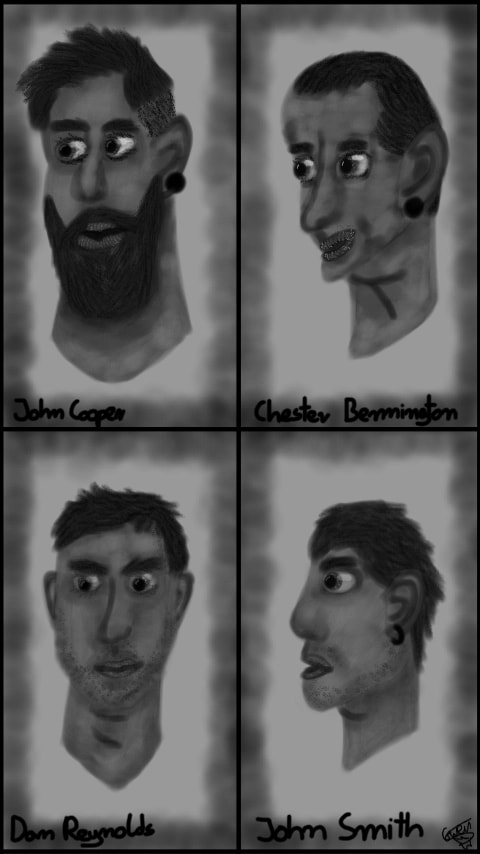 4 amazing singers #johncooper from #Skillet,#chesterbennington from #linkinpark, #danreynolds from #ImagineDragons and #joshsmith from #AshesRemain #myfavcelebrity#fridayswithsketch I can't draw humans ;-; It's Josh Smith not John Smith