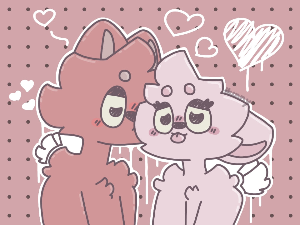 Smol gift for ‪@Amanduh_Sandwich‬ #furry #doggo #Ishipit #red #pink #gift #fanart they look so cute together~♥ USJDJASMSJSMSK THIS GOT FEATURED I'M  S H O O K