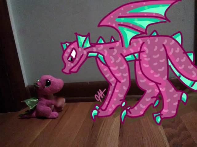 heres a dragon XD. #drawyourphoto#dr #fridayswithsketch I drew my stuffed animal. I wanted the photo to be simple yet easy and nice to look at #dragon #stuffedanimal #pink #sonysketch