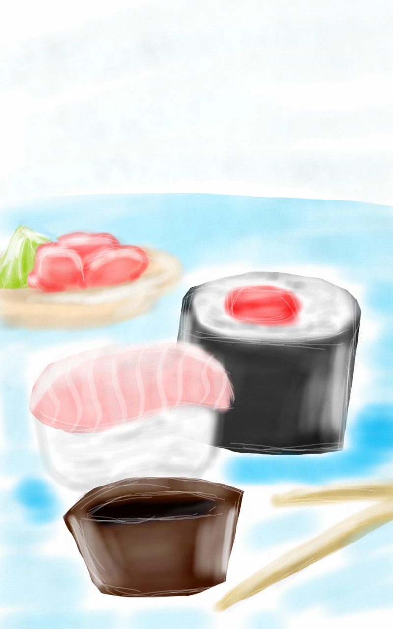 Моя любимая еда это суши и роллы, роллы вроде называются Сяке-Маки (сделаны с лососем), если что на деревянной тарелочке лежит васаби и имбирь, в уголке палочки. #sonysketch #fridayswithsketch #myfavoritefood  #food #МояЛюбимаяВкусняшка #ЕДА я старалась..