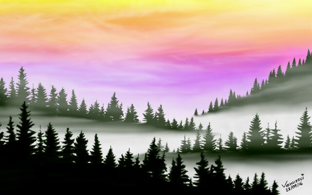 #Fog #Silhouette #LandScape in the morning