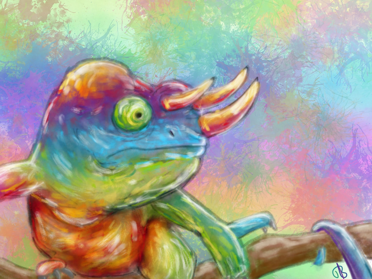 A quick colorful doodle! #fridayswithsketch #manycolors #chameleon #color #tree #doodle
