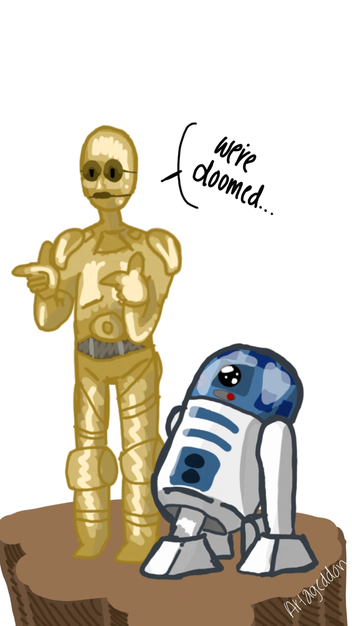 THEY'RE BOTH ROBOTS OF SOME KIND. I was only planning on doing c-3po, but he needed his best friend, sooo... ‪@sonysketch‬ #fridayswithsketch #machinechallenge #sketch #c3po #R2D2 #starwars #besties #bestfriends