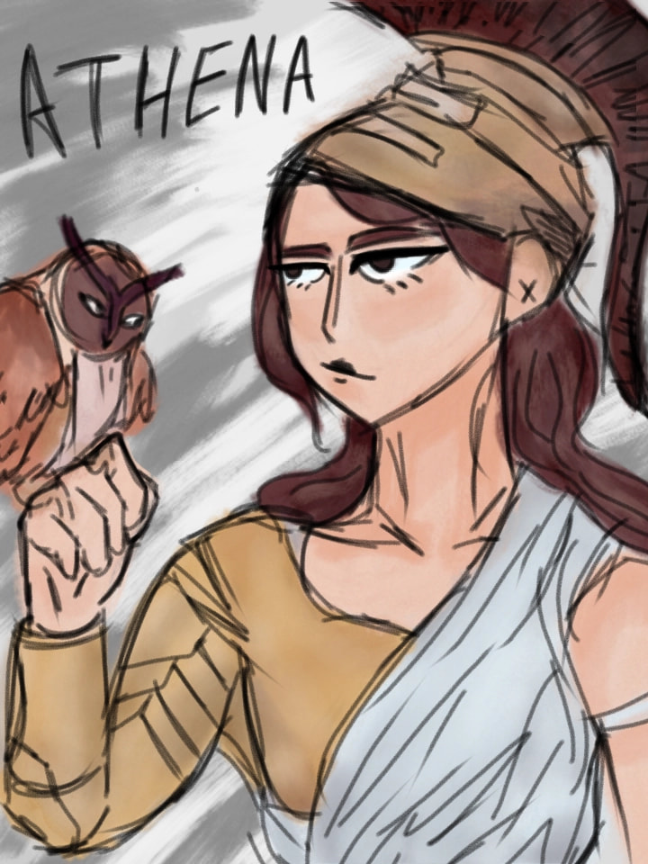 This is the greek godess Athena and animal representation, the owl. #mymythology #fridayswithsketch #drawing #Athena #Greek #greekmythology #GreekGoddess ‪@sonysketch‬ Edit : omg I got featured???? Thank you ❤