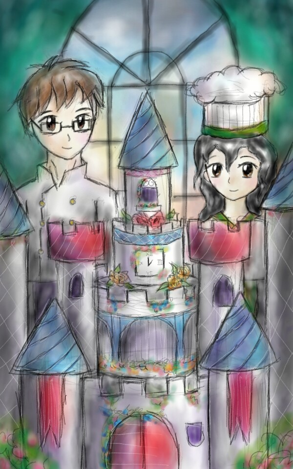 Me and Chef Lawrence- Does anyone want cake? We made a giant castle cake, as you can see 🏰🎂