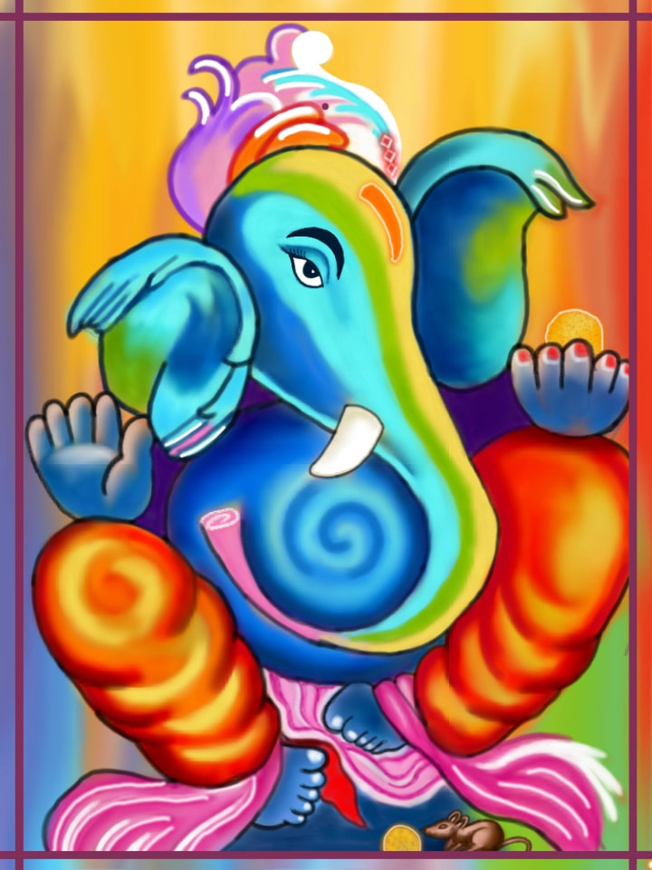 Lord Ganesha ➡God of good luck in Indian mythology..  Took so long..tried to make it more colourful... 🤗  #mymythology #fridayswithsketch #sonysketch #Ganesha #indiangod #100PercentSketch