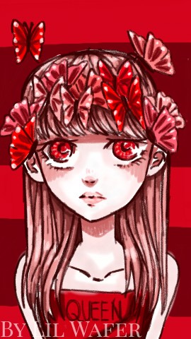 Hi!! This is a piece I sketched ages ago for the #redchallenge #dailydecember but I never submitted it lol. So I'm doing it now. Hope you like!! (^^) #anime #moths #girl #SonySketchApp