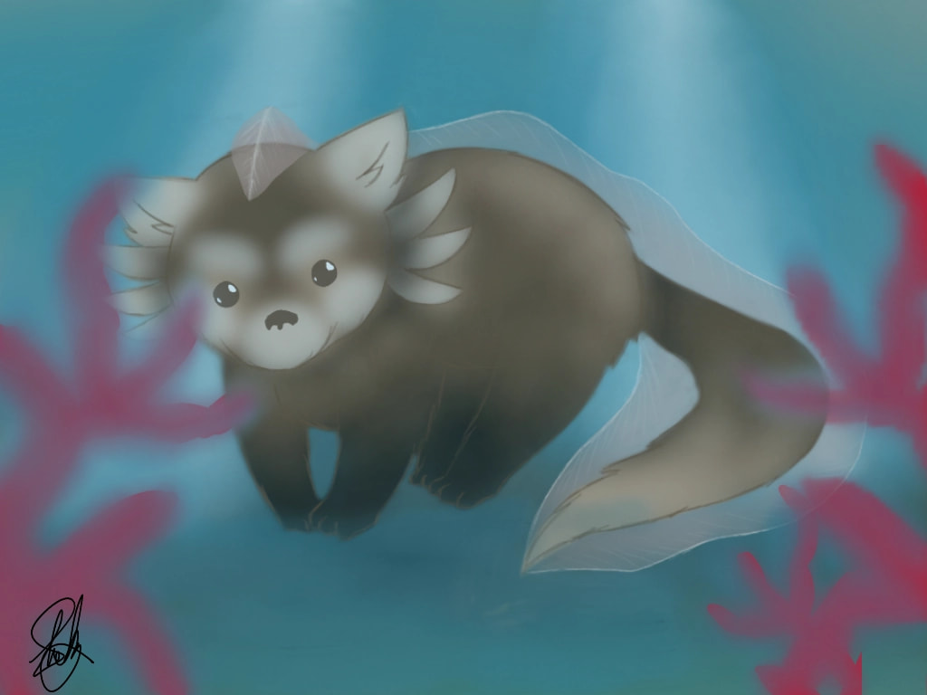 #specieschallenge  hey im back guys. So this is a mix of my 2 fav animals. Hope u guys like it. Edit: this is confirmed to be a red panda and a axolotl to let u guys know