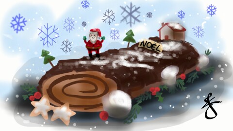 Day 16 of #DailyDecember this is a "Bûche de Noël" (a french desert for Christmas) It's really good! Yummy😋 hope you like it! #HolidayFood #SketchTeam ❄🎁🎄