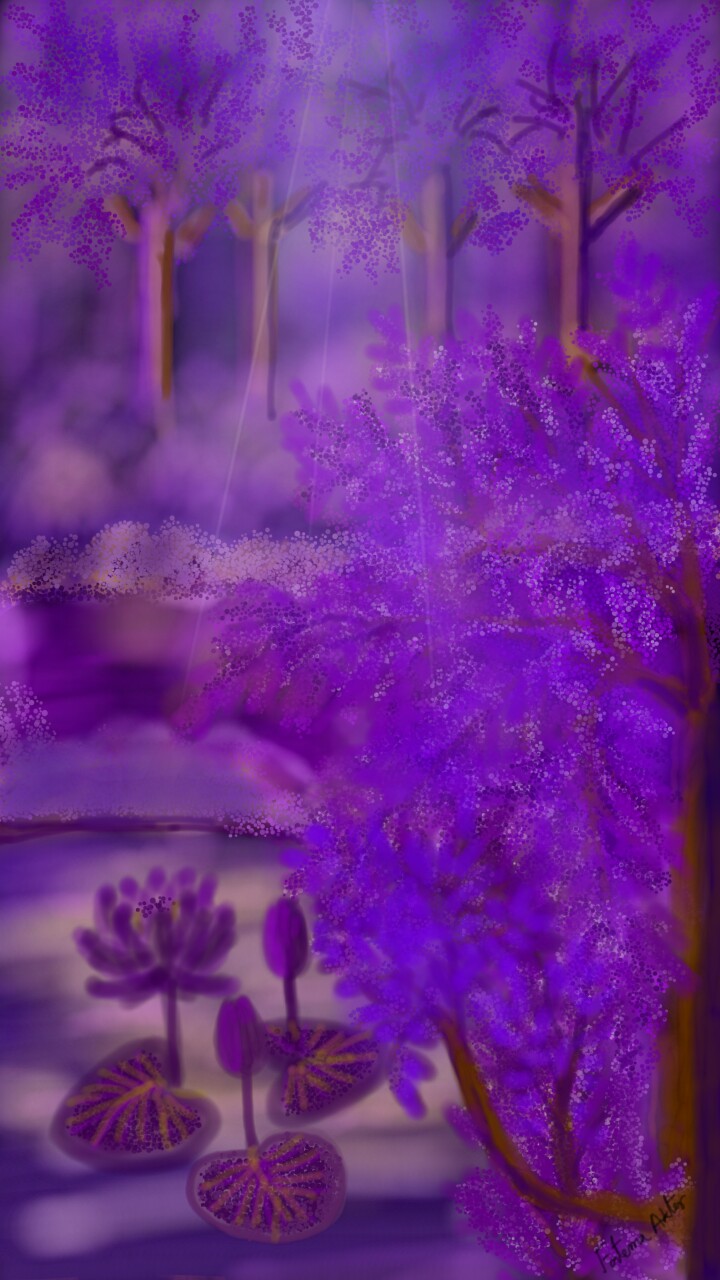 "Lotus dream"💜  #night #purple #jungle #trees #pond #sketch #art #drawing #purplechallenge #sonysketch #featured