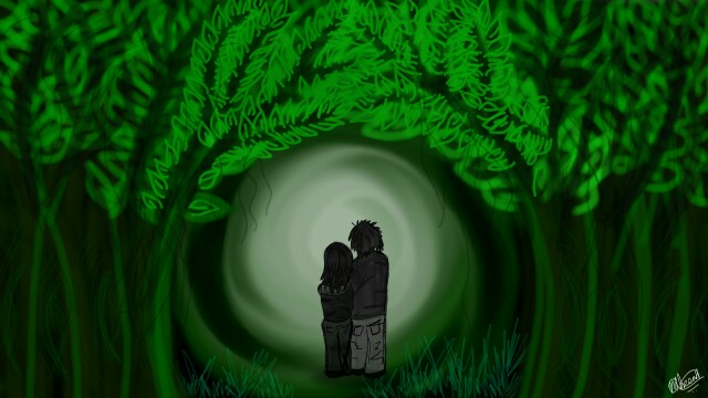 A walk through the forest #greenchallenge #smudgetoolchallenge #dailydecember #sketchteam #forest #coupleart. Thank you to my 400+ followers for believing in me :)
