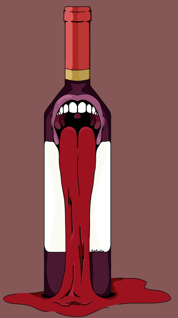 Mouth + bottle of wine #fusionchallenge #fridayswithsketch