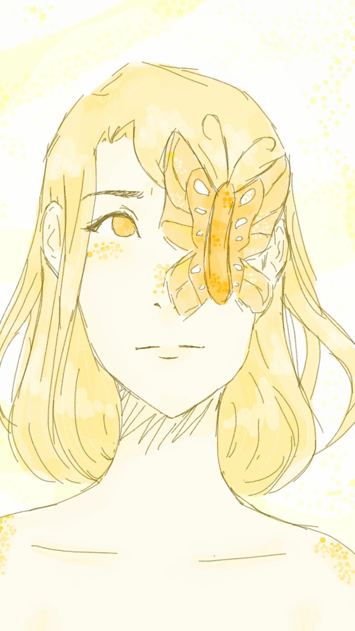#goldchallenge I completely remade it. The other one was a girl setting a butterfly free, that one was much better but whatever. Also I might take a break from digital art, it just feels wrong. Digital art block.. but I'm not leaving sketch