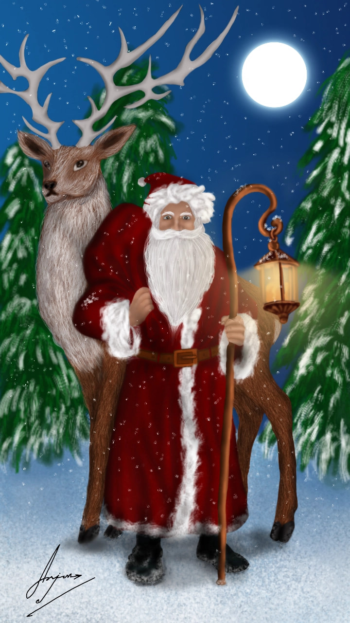 My dear friends,🙂 all of you greet me with a lot of Christmas.🦌🎄🎁🍰 Merry Christmas🧚‍♀️🎅🙂🙂🎶🎶 #fridayswithsketch #wintercreature #Arj