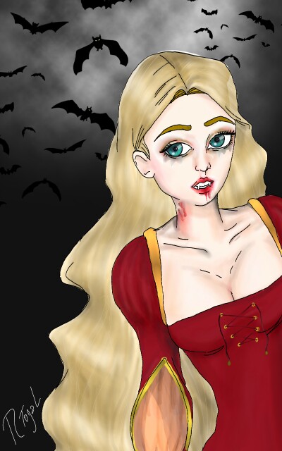 Finished. Vampire Woman. #fridayswithsketch  #myocgifttoyou #vampire #woman #girl #dark #art #anime #red #oc
