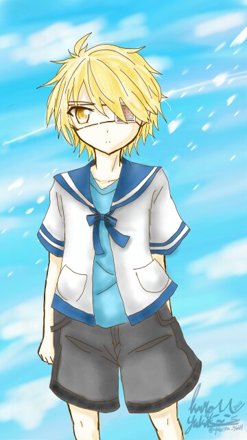 For ‪@ShadowLandys‬ ‬. His name is Neru ^^. It is child ver of him. He really love blue sky. He left eye was blind because an accident when he was 4 years. Hope you like it~#myocgifttoyou #fridayswithsketch #sonysketch #yukiraoc