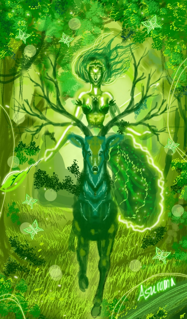#colorweek #greenchallenge #green #sonysketch #deer #stag #fairy #mythicalcreature #mythology #forest